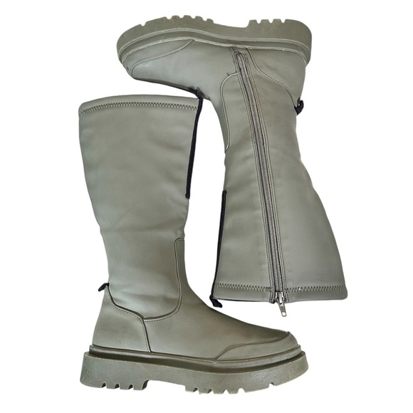 ZARA Chunky Lug Sole Knee High Rubberized Rain Boots - Picture 10 of 10
